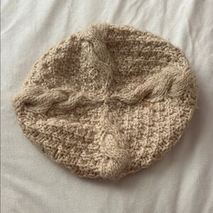 Cream Knit Beige Beret